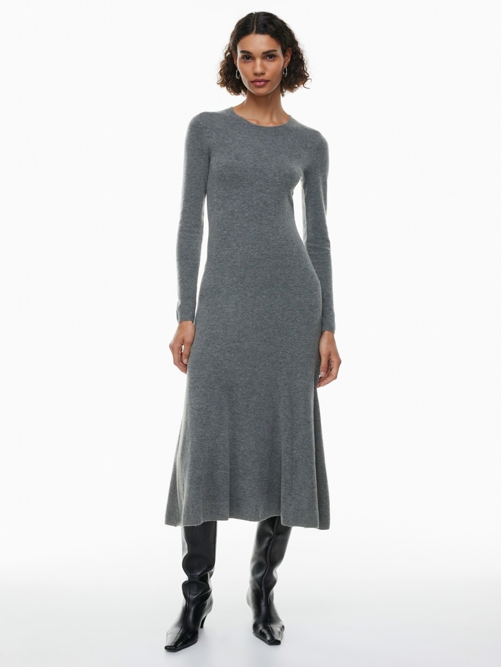 Elegant Long Sleeve Gray Knit Dress Wilfred Danse Dress heather dark gray